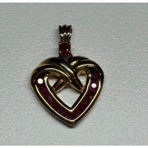 925 STERLING SILVER GOLD PLATED SPINEL HEART PENDANT